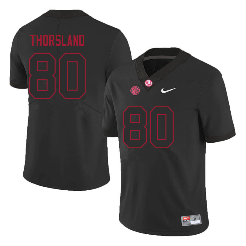 Alabama Crimson Tide Men's Adam Thorsland #80 Black NCAA Nike Authentic Stitched 2021 College Football Jersey YN16V38UQ